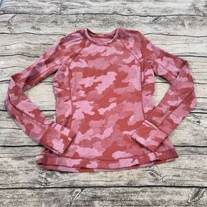 Lululemon It’s Rulu Run Long Sleeve Shirt Heritage Camo Pink Taupe Size 8